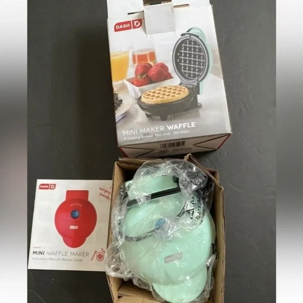 Dash Mini Portable Electric Waffle Maker - Aqua green 4 Inch Cooking Surface